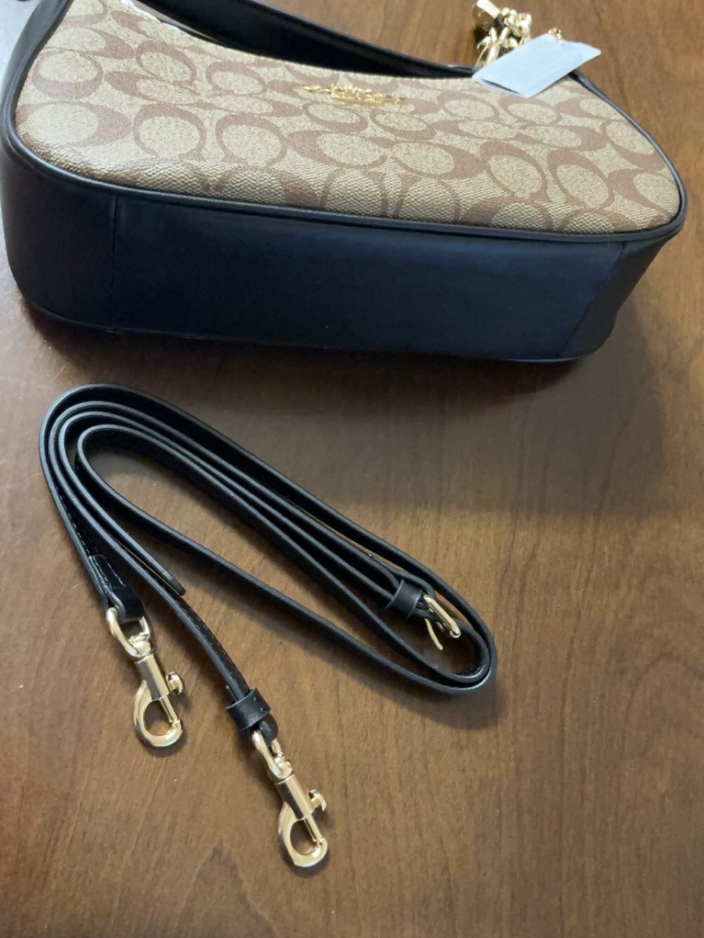 Coach Brown Signature Canvas Small Crossbody with Black Trim - Picture 5 of 7